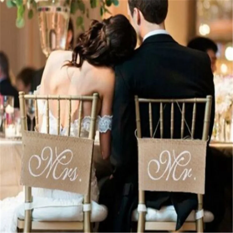 Свадебные украшения 2 шт./компл. MR & MRS баннер свадебное украшение для стульев