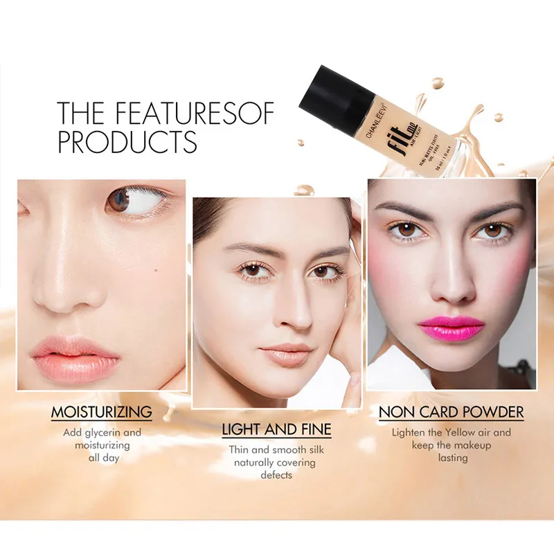 Matte Foundation Liquid Long-lasting Moisturizing Cover Blemishes Even Skin Color Liquid Foundation