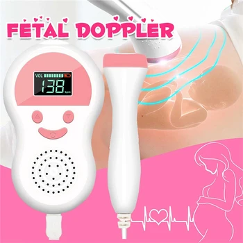 

LCD Fetal Doppler Heartbeat Detector Household Portable for Pregnant Fetal Pulse Meter No Radiation Baby Care Stethoscope