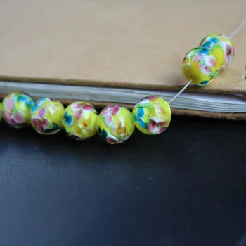 

10Pcs 12mm Handmade Glass lampwork beads Flower Solid Yellow Color for jewelry making Wholesale and Retail