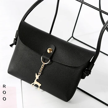 

Women's Vintage Handbag Messenger Bags For Women 2019 Deer Pendant Leather Flap Crossbody Shoulder BagFor Women Bolsa Feminina