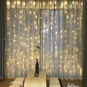 Led Gordijnen Verlichting String Slaapkamer Holiday Fairy Lights Decoratie Guirlande Op Het Raam Voor Kerstmis Nieuwjaar Bruiloften Party