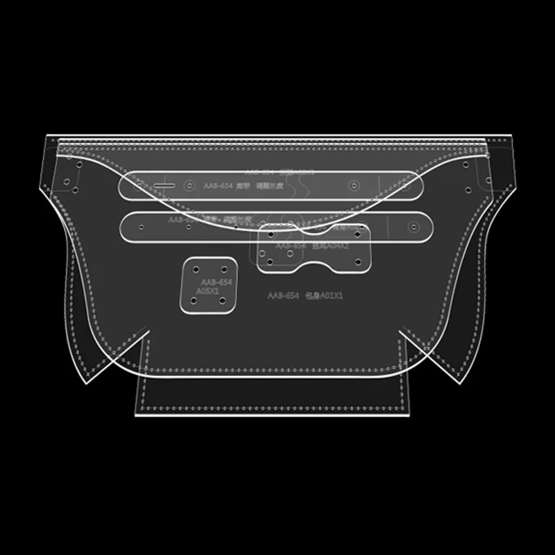 1Set DIY Leather Sewing Pattern For Handmade Fashion Chest bag Messenger bag Acrylic Stencil Template 32*16*5cm