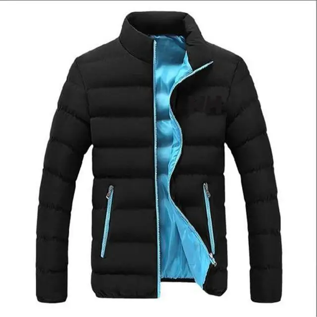 Sky Blue H Мужская толстовка с капюшоном и принтом, зимняя мужская модная стеганая тонкая куртка, толстое теплое пальто и мужская куртка на молнии HH, Экстра Размер, m - Цвет: Sky Blue H