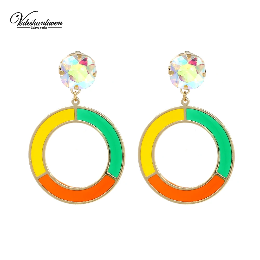 

Vodeshanliwen Fashion Bohemia Transparency Drop Earrings For Women Accessory New Crystal Dangle Big Earrings 2019