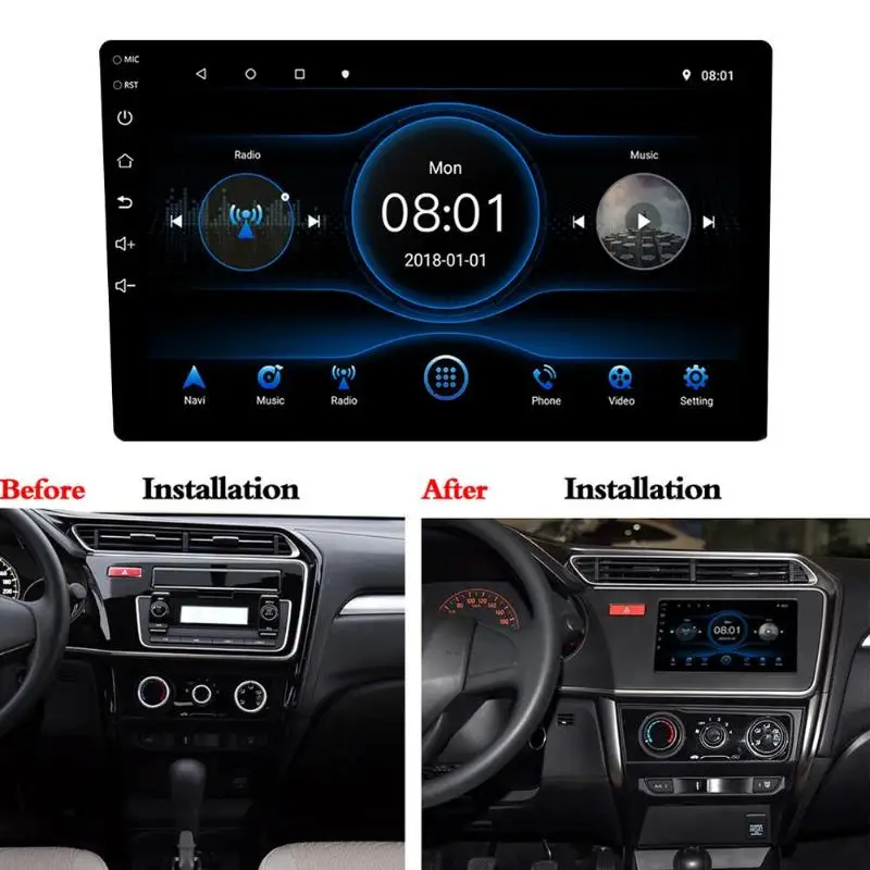 Best 10.1 inch Android 8.1 Car Radio RDS GPS Navi BT 4.0 Hands-free USB Music Player In-Dash Bluetooth Head Unit 8