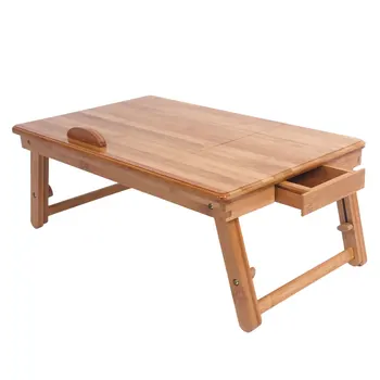 

53cm Trendy Adjustable Bamboo Computer Desk Wood Color