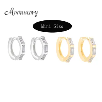 

Moonmory 2020 New Fashion Design Earring 925 Sterling Silver Baguette Huggie Earrings With CZ For European Women Popular Jewelry