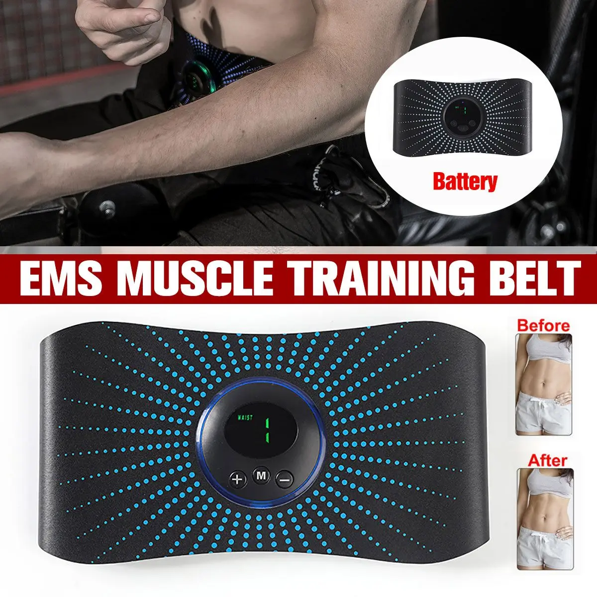 Abdominal muscle stimulator trainer ems abs electro stimulation vibrating belt massage patch slimming home gym fitness equipment