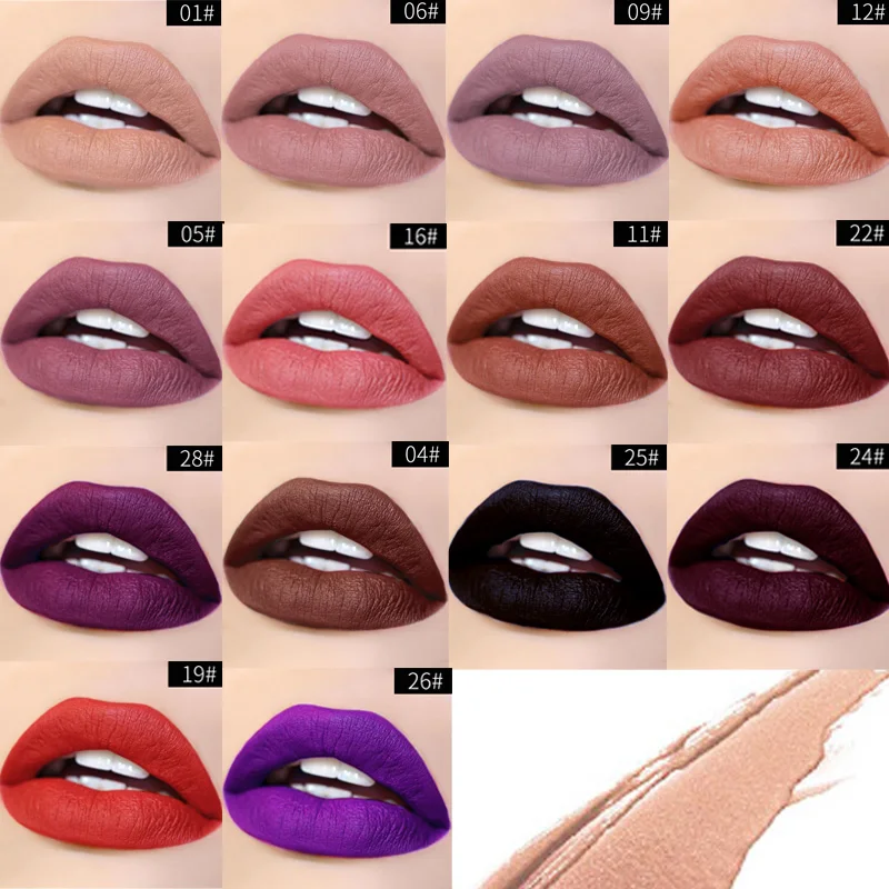 Qibest Waterproof Nude Matte Velvet Glossy Lip Gloss Lipstick Balm Sexy Red Tint 28 Colors Women Fashion Makeup Comestic | Красота и