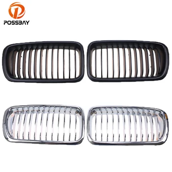 

POSSBAY Car Chrome Front Kidney Grill Grille for BMW 7-Series E38 725tds/728i/728iL/730d Sedan 1994-2001 Black Racing Grills