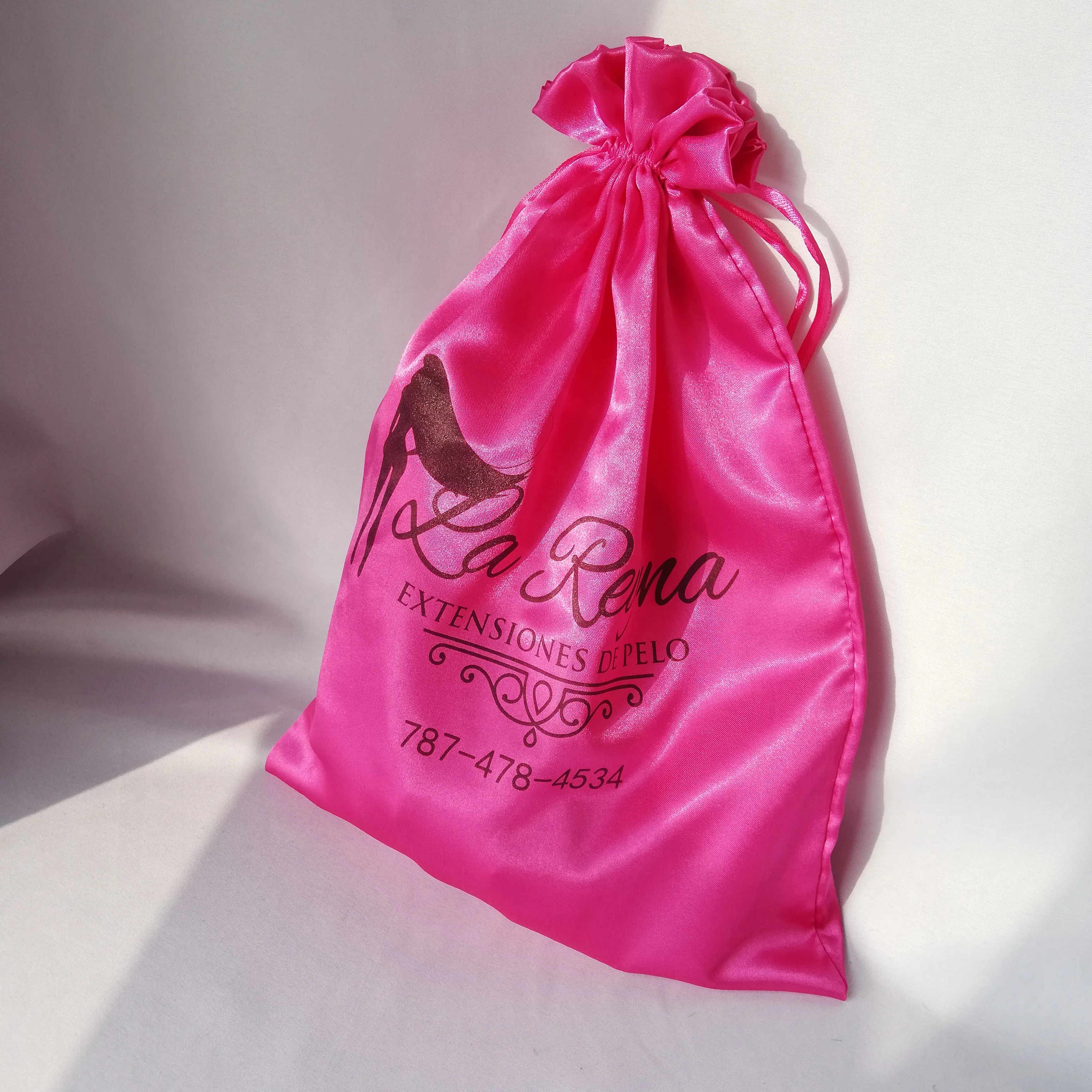 200pcs/lot Satin Bags For Packaging Hair Custom Brand Logo Smoothly  Comfortable Silk Drawstring Wigs / Jewelry Packaging Bags - Drawstring Bags  - AliExpress