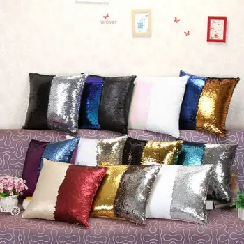 

Shiny Beaded Cushion Cover Sequin Mermaid Glitter Cushion Case Decorative Pillow