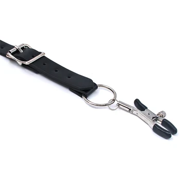 Rubber-tipped Labia Spreader BDSM Bondage Game PU Leather Clitoris Clips Wrap Around Thighs Vagina Stimulator Nipple Pussy Clamp 6
