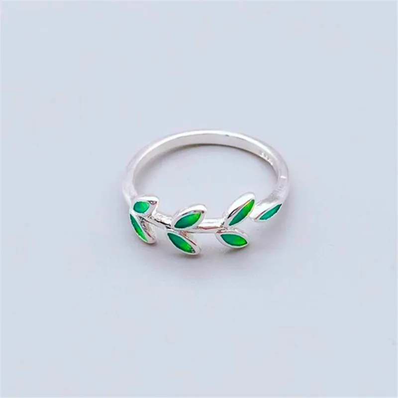 DreamySky Bijoux, простой стиль, 925 пробы, серебряные кольца в виде листьев для женщин, подарки, большие Регулируемые кольца на палец