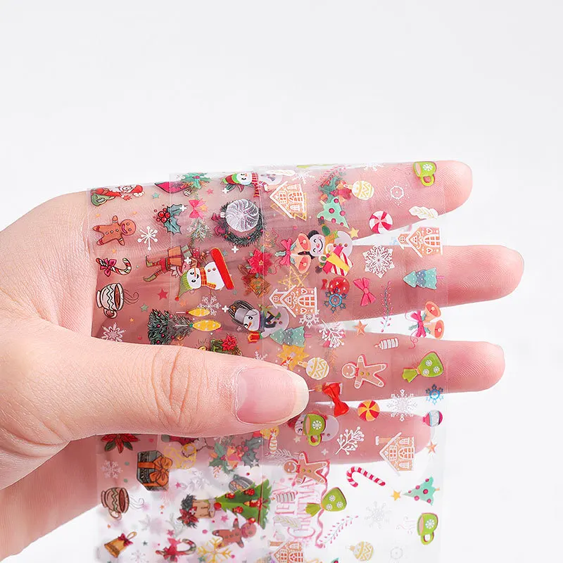 

4*120CM The Shape Of Nail Sticker Set Transfer Paper 10 Styles Of Christmas and Halloween Series For Nail Art Decorations 1Box