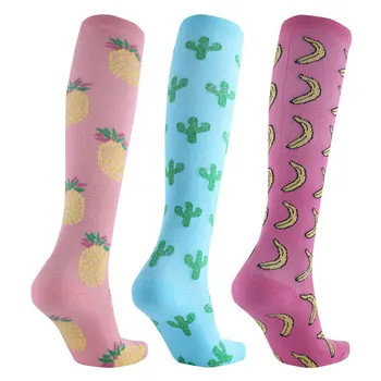 

Leg Support Stretch Compression Stockings Outdoor Sport Compression Socks Fruits Pattern Below Knee Socks Long Socks Stockings