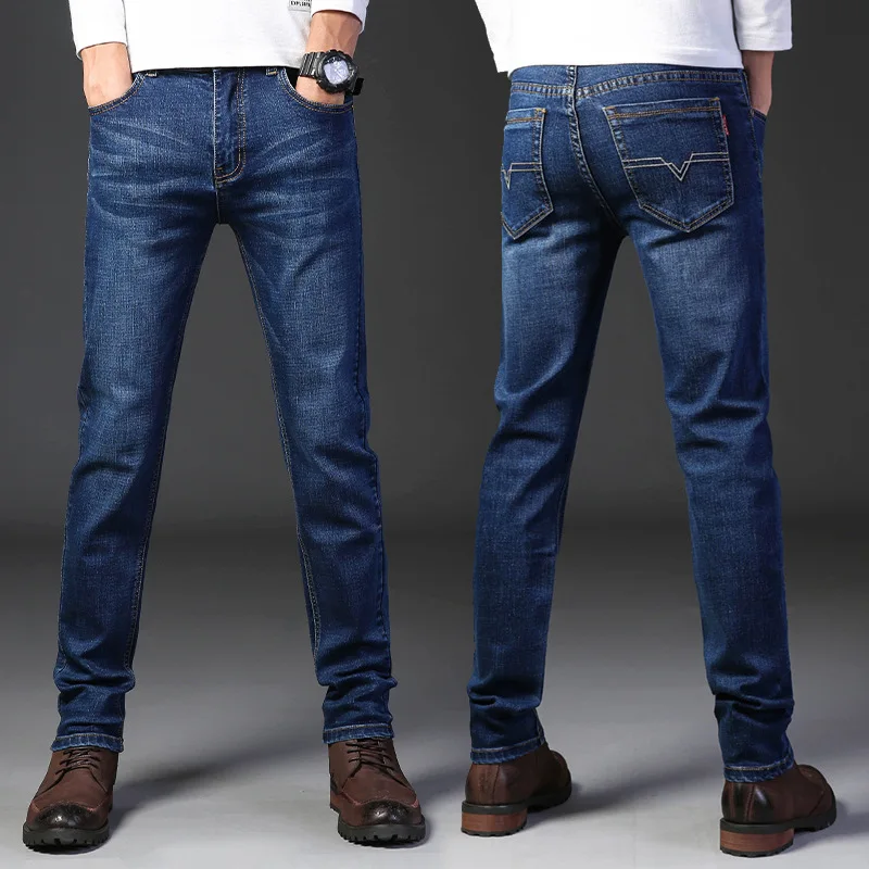 Men's Jeans 2024 New Brand Business Classic Casual Denim Trousers Business Work Comfortable Oversized Jeans Pants