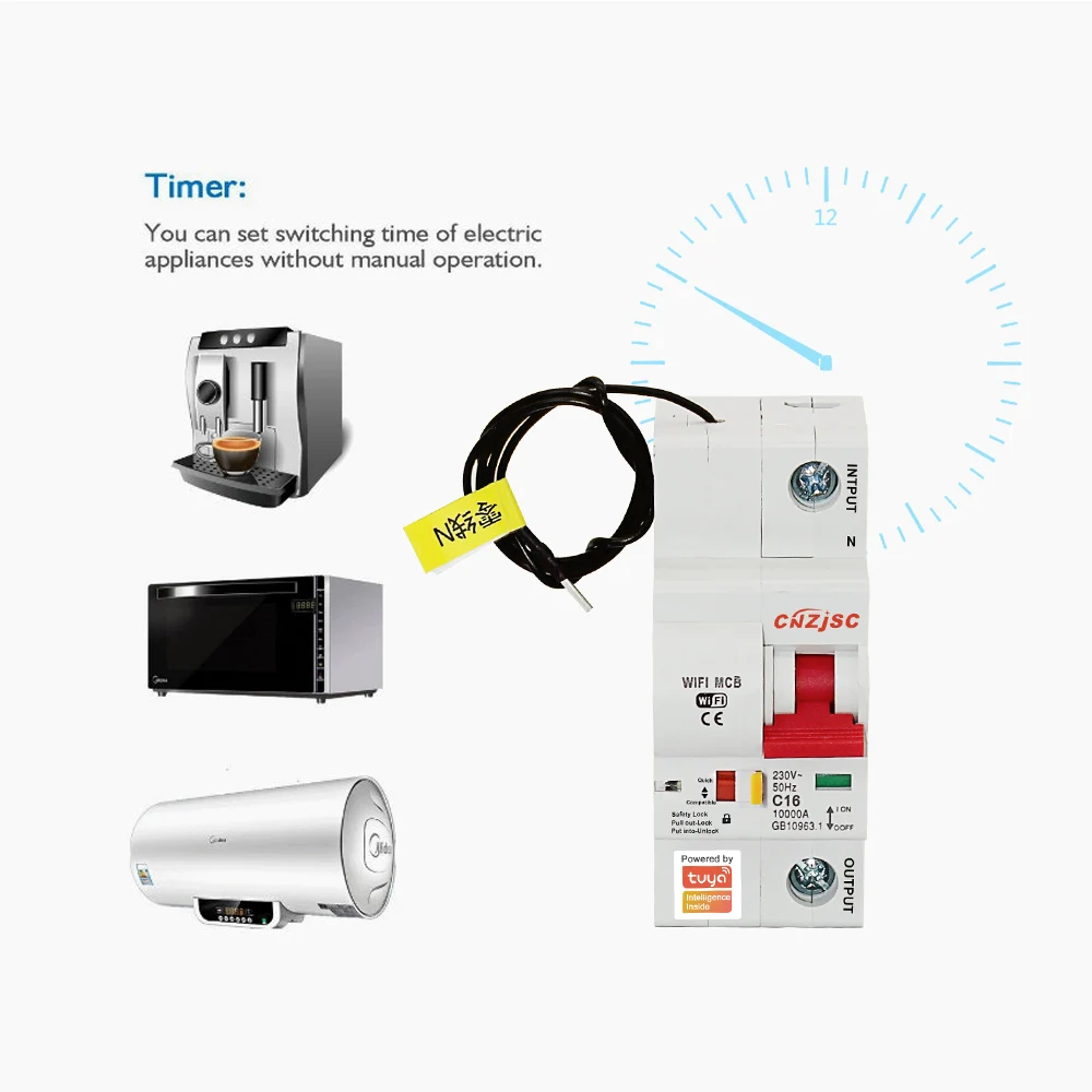  Tuya( Smart Life) 1P 16A WiFi Smart Circuit Breaker overload short circuit protection Amazon Alexa  - 4000118096108