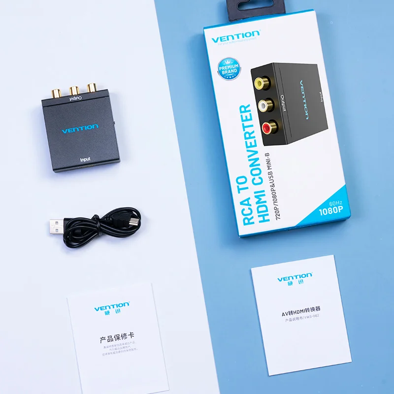 HDMI to AV Adapter Vention HDMI to RCA CVBS L/R Video 1080P Switch with Mini USB Power Cable For TV Box AV