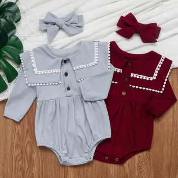 

2019 NEW Autumn and Winter Infant Kids Baby Girl Clothes Tassel Romper Bodysuit Overall Headband Outfits