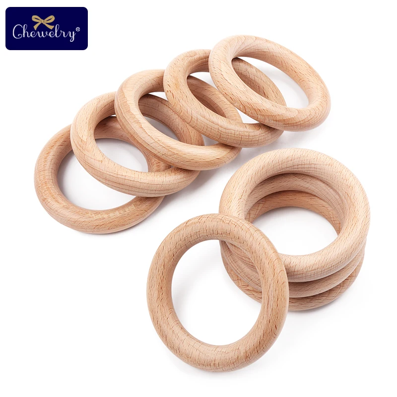 Bpa Free Beech Wooden Ring Baby Teether Teething Ring Round DIY Pacifier Chain Bracelet Accessorie Toys 5Pcs 40/54/70/80mm teething toys,baby teething toys