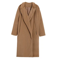 Autumn And Winter New Faux Fur Coat Women'S Winter Mid-Length Over-The-Knee Thick Coat Plus Velvet Temperament Plush Fur Coat