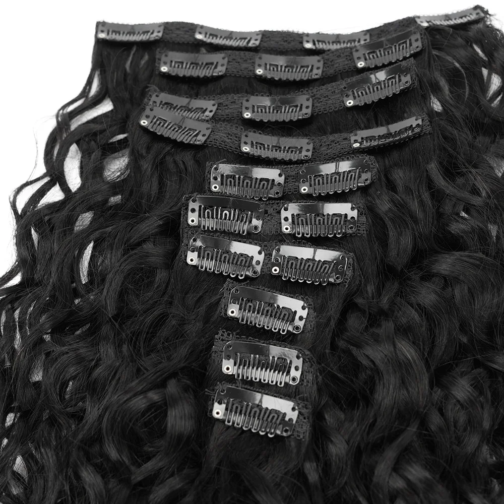 160G Natural Wave Clip in Hair Extensions European Hair Machine Made Remy Human Full Head Set Clip ins human hair extensions