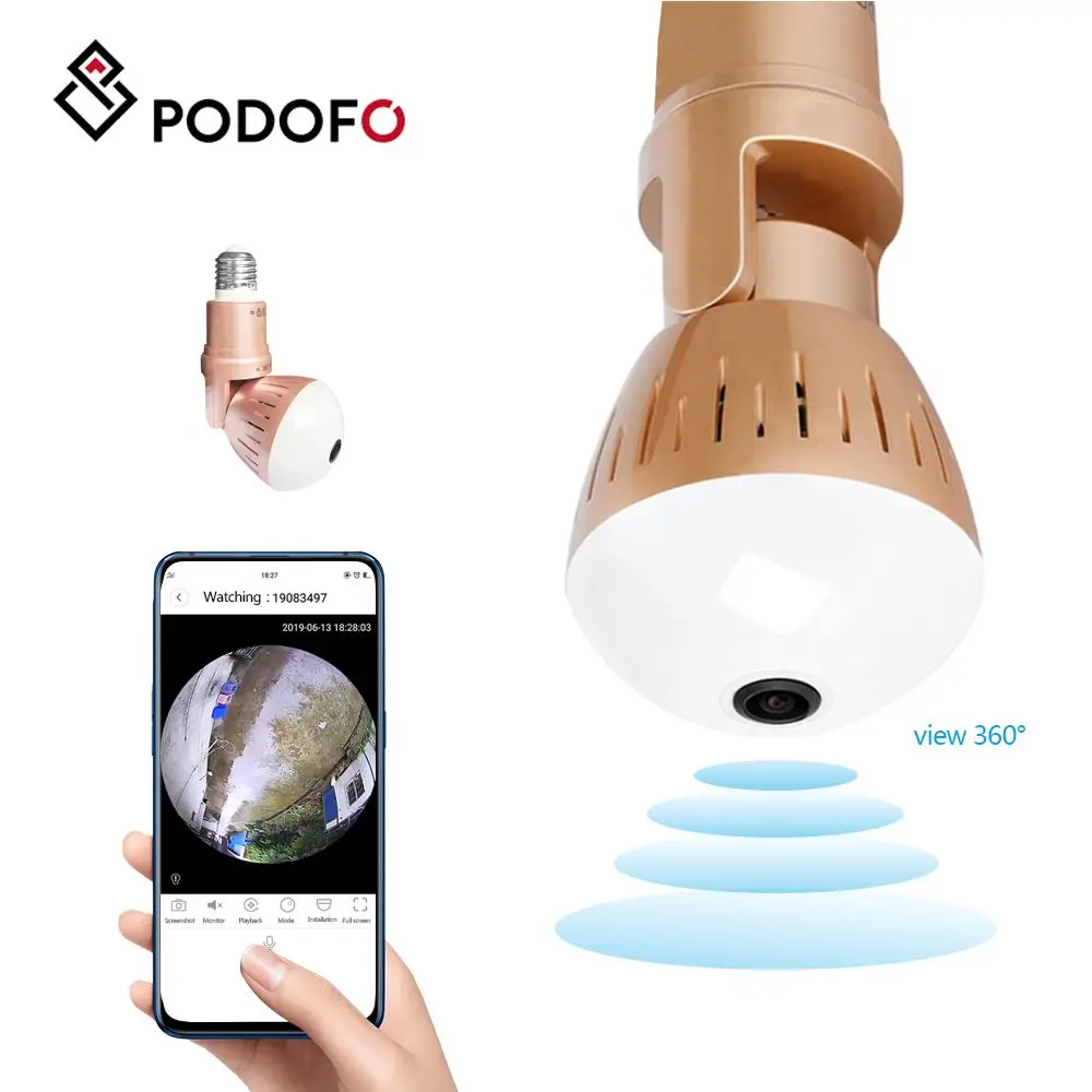 

PODOFO Wi-Fi IP Camera Wireless HD Waterproof Night Vision Audio Home Security Camera Lamp