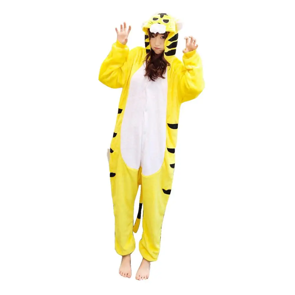 

Halloween Homecoming Costume Unisex Adult Onesie Flannel Animal Anime Zipper Tiger Cosplay Costume