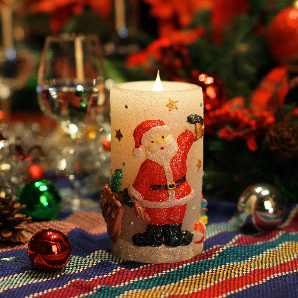 

Christmas Decorations for Home Simulation Candle Small Lantern Santa Claus Christmas Tree Decoration LED 3D Night Light Lamp