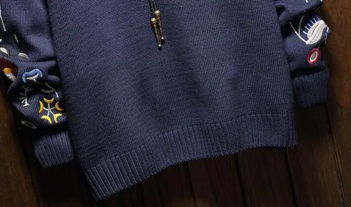 Мужские свитера, свитера с вышивкой, зимняя одежда размера плюс 4XL 5XL 6XL, японский стиль, повседневные дизайнерские пуловеры