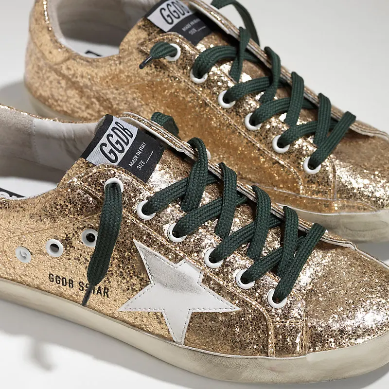 GGDB кроссовки суперзвезды Пелле GLITTERATA E STELLA Пелле с золотым блеском изумруд