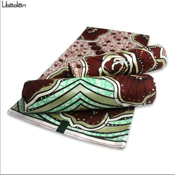 

Brown African Wax Printed Real Wax Fabric With Golden Powder 6yards/pcs For Women Party Dress Making Diy Sewing Crafts F29-3