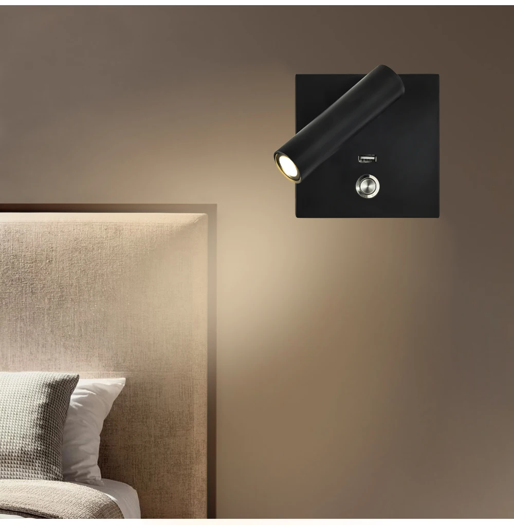 Zerouno, светодиодный настенный светильник, usb лампа, кнопочный переключатель, для помещений, спальни, прикроватная лампа для чтения, настенные бра, ac 100-240 В, 3 Вт, cree chip wandlamp