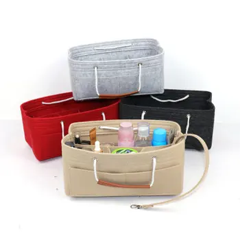 

Make up Organizer Insert Bag For Handbag, Felt Bag with zipper, Travel Inner Purse, Fit Cosmetic Bags Fit Various Brand Handbags