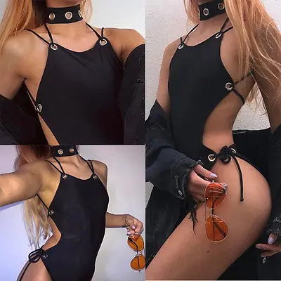 

sexy Women one Piece solid color Bandage Bikini Set Push-up Padded Swimwear Bathing Suit Swimsuit beachwear biquini