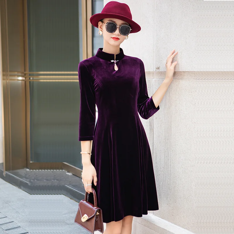 

Restore New Arrival A-line Ancient Ways Of New Fund Of 2020 Autumn Winters Is Velvet Cheongsam Dress Posed Improvement Everyday