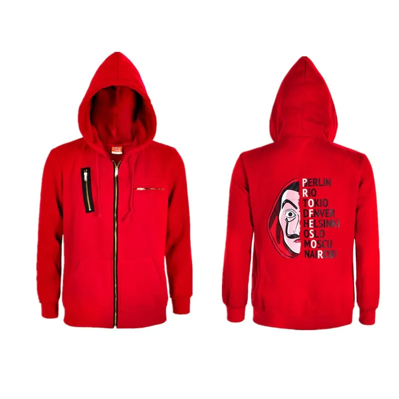 

Salvador Dali Robbery Paper House La Casa De Papel Cosplay Costume Sweatshirt Hoodie Hooded Coat Jacket Rad Men Woman Top