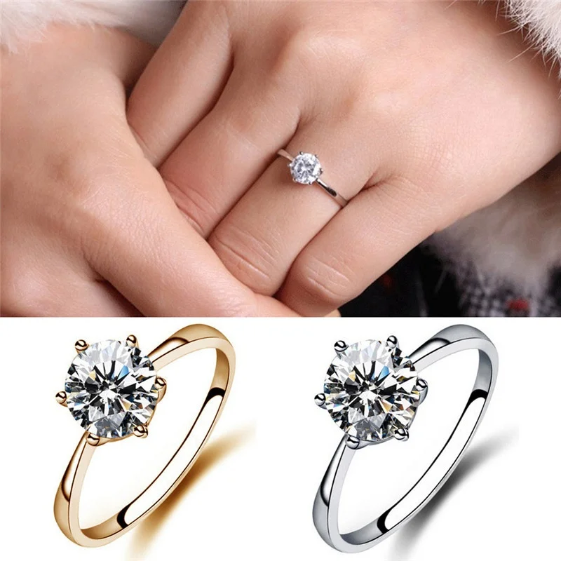 

New Fashion Ladies Ring Circle Finger Hoop Charm Classic Zircon Jewelry Gifts For Women Bride Wedding Rings Anillos Mujer 2019