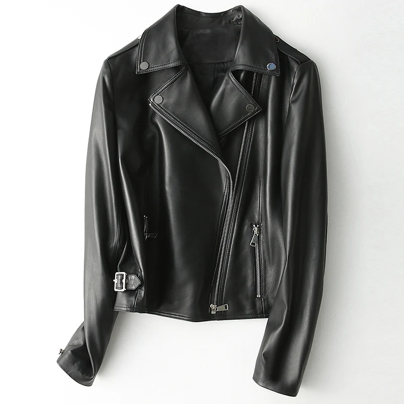

Genuine Leather Jacket Spring Autumn Jacket Women Real Sheepskin Coat Female Korean Motorcycle Jacket HQ18-YY1821A MY1963