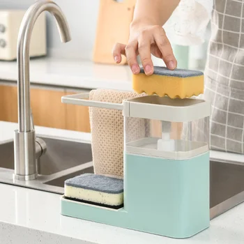 

Cleaning Tool Kitchen Organizer Space Saving Liquid Detergent Dishcloth Storage Rack Multifunctional Soap Dispenser Towel Home