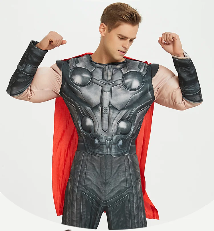 Super Hero Kids Adults Muscle Thor Cosplay Costumes Clothes With Harmmer Avengers Child Stormbreaker Halloween Costumes