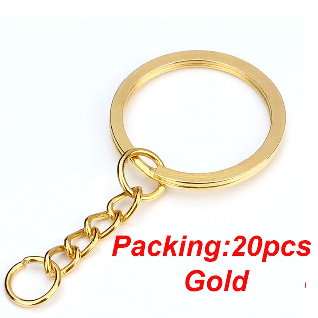 5-20pcs/lot Key Chain Key Ring keychain Bronze Rhodium Gold 28mm Long Round Split Keyrings Keychain Jewelry Making Wholesale DIY 20PCS Gold