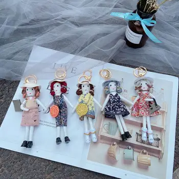 

Korean Cute Chain Doll Handmade Fashion Car Key Ring Gift Pendant For Friend Charm Bag Holder Ornaments Accessories Chains
