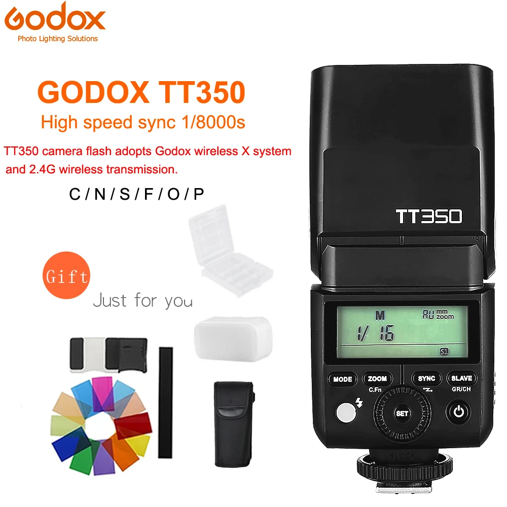 Canon/Nikon Godox TT350 2.4G 1/8000s Ttl HSS Blitz Speedlite für Fuji Sony