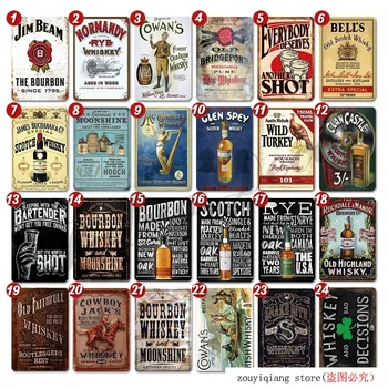 

WHISKEY Vintage Tin Signs Retro Metal Posters Bar Pub Club Man Cave Wall Decor