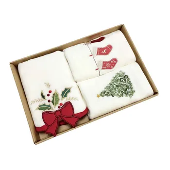 

Bathroom Home Kitchen Machine Washable Bath Towel Festival Cotton Blend Water Absorbent Christmas Pattern Daily Square Hotel