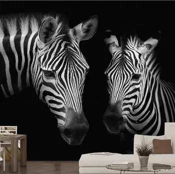 

CJSIR Custom Wallpaper Retro Retro Black and White Zebra Mural Background Wall Custom Large Mural Green Wallpaper Mural Deocrs