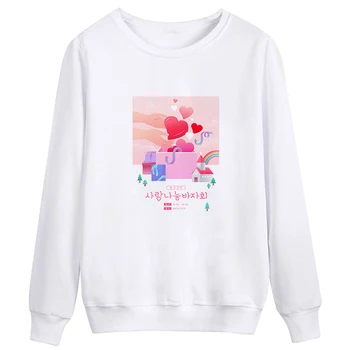 

Harajuku hoodies Women sweatshirt 2019 Autumn kawaii Print Hooded Long Sleeve pullovers Casual Love PrintedTop female